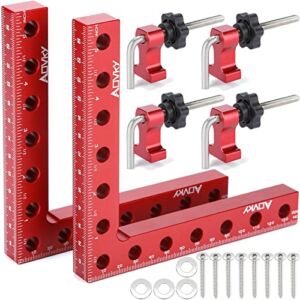 Aovky 90 Degree Positioning Squares Aluminum Right Angle Clamps 5.5” X 5.5”, 2 Pcs Corner Angle Squares Carpenter Tool for Woodworking, Cabinet, Bench, Table, Frame, Box