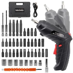 Cordless Electric Screwdriver, 3.6V Rechargeable Power Screwdriver with 47 pcs Accessories, usb charging, 3Nm Screw Gun, mini Carrying screwdriver set 2 Position Handle with LED Light