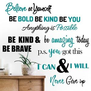 Inspirational Quotes Wall Decals Vinyl Motivational Wall Stickers Positive Lettering Spiritual Words Decals Affirmation Sayings for Women Girls Classroom Bedroom Living Room Bathroom Office Wall Decor