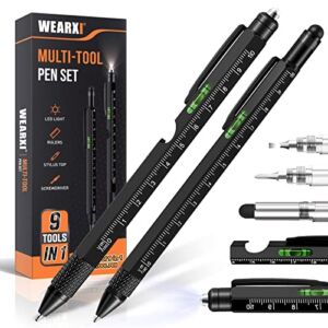 WEARXI Stocking Stuffers for Men, 9 in 1 Multitool Pen Set Tech Gifts for Men, Christmas Gifts for Men Dad, Cool Gadgets for Men, Gifts for Men Unique Tools for Men, Gifts for Men Who Have Everything