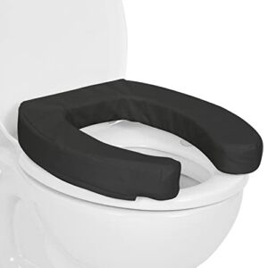 Vive Toilet Seat Riser Cushion (Soft Cushioned Foam) -Easy Clean Padded Bathroom Attachment -Elongated, Standard Seats-Comfort Support Donut for Adults, Coccyx Tailbone Pain Relief (2″ Cushioned Foam)