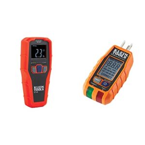 Klein Tools ET140 Pinless Moisture Meter & RT250 GFCI Receptacle Tester with LCD Display, for Standard 3-Wire 120V Electrical Outlets