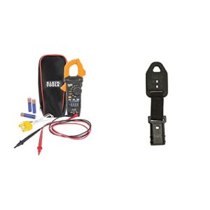 Klein Tools CL390 Digital Clamp Meter, Reverse Contrast Display, Auto Ranging 400A AC/DC, AC/DC Voltage,TRMS, DC Microamps, Temp, NCVT, More & 69417 Rare-Earth Magnetic Hanger, with Strap