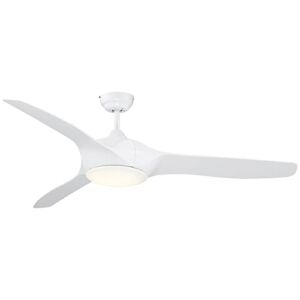 HOMCOM 52″ Reversible Indoor Ceiling Fan with Light, Modern Mount LED Lighting Fan with Remote Control, for Bedroom, and Living Room, White