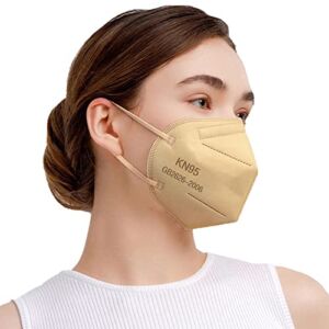Breathable 5-Layer Disposable KN95 Face Masks Respirator Cup Dust Safety Protection Mask Khaki 40pcs