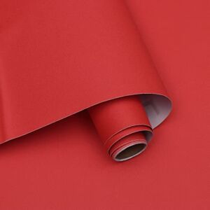 15.7″X118″Thicken Red Contact Paper Matte Red Wallpaper Opaque Red Removable Waterproof Peel and Stick Vinyl Film Self-Adhesive Paper Shelf Liner for Decorating Wall Table Wall and Door Reform
