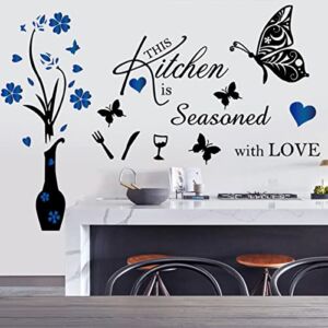 Kitchen Wall Decal Wall Arts Stickers Inspirational Wall Decals Quotes this Kitchen is Seasoned with Love Kitchen Wall Sign Home Decor Vinyl Wall Sticker for Kitchen Dining Room Home Restaurant Wall Decoration.