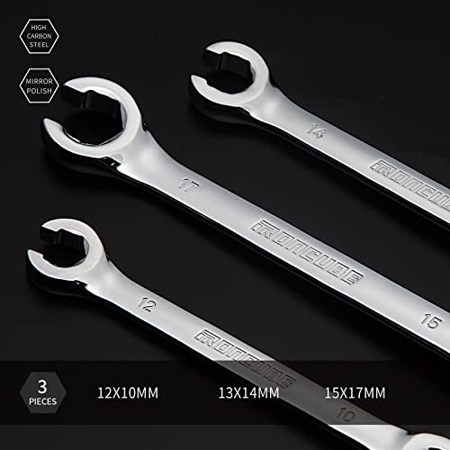 IRONCUBE Flare Nut Wrench Set, Metric, 3-piece, 10-17mm, Brake Line Wrench Set for Removing or Replacing Nuts on Fuel, Brake or Air Conditioning Lines, Organizer Pouch Included | The Storepaperoomates Retail Market - Fast Affordable Shopping