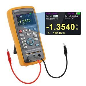LCR Meter Accuracy 0.3% Handheld Capacitance Meter with 2.8″ TFT LCD Display Inductance Meter Open/Short Circuit Correction Capacitor Tester Data Recording Capacitance Inductance Resistance Tester