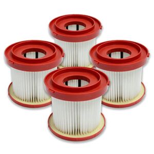 PUREBURG 4-Pack Wet Dry Vacuum HEPA Filter Replacement 49-90-1900 Compatible with Milwaukee Cordless Vacuum , M18 FUEL PACKOUT 0970-20 / M18 2 Gallon 0880-20 / M12 FUEL 1.6 Gallon 0960-20