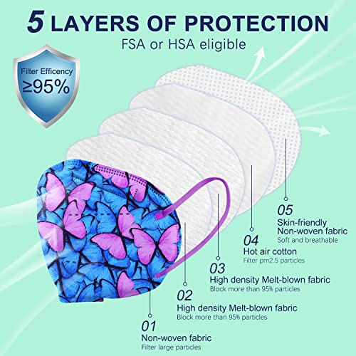MISSAA KN95 Face Masks 30Pcs, 5-Ply Breathable Protection Disposable Face Masks with Elastic Earloop for Adult, Men, Women, Indoor, Outdoor Use, Flowers | The Storepaperoomates Retail Market - Fast Affordable Shopping