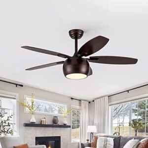 MQ 48” Ceiling Fan with Light Remote Control, LED Ceiling Fan Light with 5 Wood Fan Blades, Noiseless Reversible Motor for Farmhouse/Patios/Porch/Bedroom/Living room/Study/Kitchen
