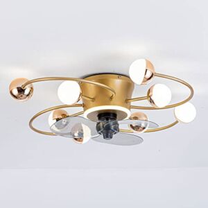MQ 27” Ceiling Fan with Light Remote Control, Dimmable LED Ceiling Fans with 3 Color Temperatures, 1/2/4/8H Timing, Noiseless Reversible Motor for Bedroom/Living room/Study/Kitchen/Porch (Gold)