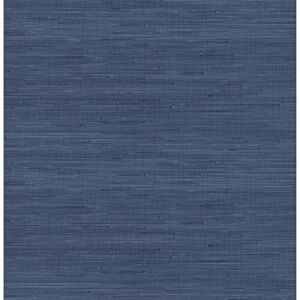 Classic Faux Grasscloth Peel and Stick Wallpaper, Navy Blue