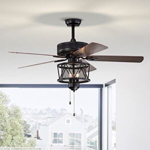 Tangkula 50-Inch Ceiling Fan with Lights, Indoor Ceiling Fan with Pull Chain Control, Mute Motor, Reversible Fan Light with 3-Speed Adjustable, ETL Listed for Living room, Bedroom, Kitchen (Coffee)