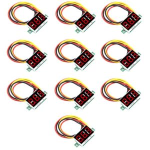 V TELESKY 8Pcs DC LED 12V Voltage Display ，Mini Digital DC Voltmeter Head 0-100V Calibratable Gauge Tester with Three-Wire and 0.36 Inch Red Display Panel for Battery Monitor Measurement