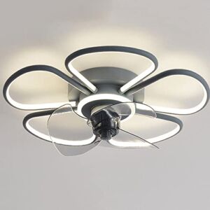 USMJQVZ 19.7” Ultra Thin Modern Ceiling Fan with Light LED Remote Control Dimmable Lighting Low Profile Flush Mount Quiet Electric Fan,