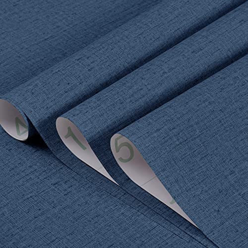 24″x394″ Grasscloth Peel and Stick Blue Wallpaper Thick Fabric Self-Adhesive Faux Linen Textured Contact Paper Removable Solid Blue Wallpaper for Walls Living Room Bedroom Counter Top Liners | The Storepaperoomates Retail Market - Fast Affordable Shopping