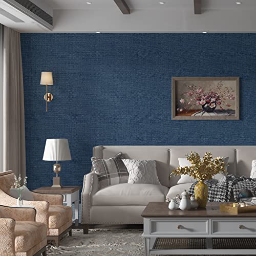 24″x394″ Grasscloth Peel and Stick Blue Wallpaper Thick Fabric Self-Adhesive Faux Linen Textured Contact Paper Removable Solid Blue Wallpaper for Walls Living Room Bedroom Counter Top Liners | The Storepaperoomates Retail Market - Fast Affordable Shopping