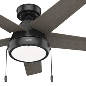 Hunter Fan 44 inch Casual Matte Black Indoor Ceiling Fan with LED Light Kit and Pull Chain (Renewed)