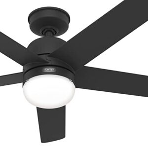 Hunter Fan 52 inch Casual Matte Black Outdoor Ceiling Fan with LED Light Kit (Renewed)
