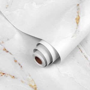 Marble Wallpaper Peel and Stick White Gold Marble Contact Paper for Countertops 17.7″ x 118″ Self Adhesive Vinyl Film for Kitchen Cabinet