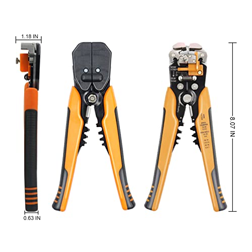 HKS Wire Stripper 24-10 AWG (0.2-6 mm²), 3 in 1 Automatic 8 Inch Self-adjusting Wire Stripping Tool with Cutting & Crimping Function | The Storepaperoomates Retail Market - Fast Affordable Shopping