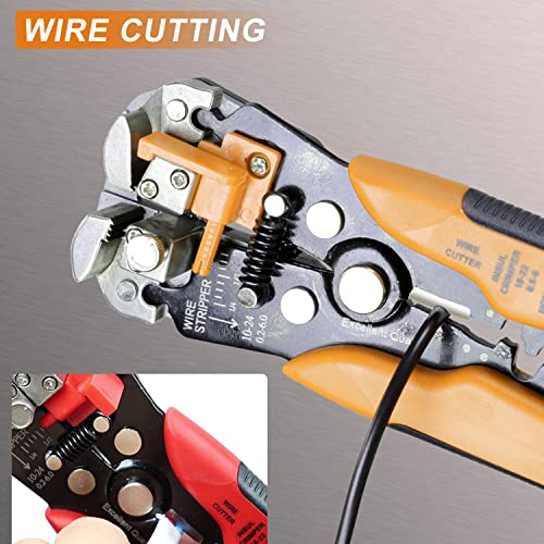HKS Wire Stripper 24-10 AWG (0.2-6 mm²), 3 in 1 Automatic 8 Inch Self-adjusting Wire Stripping Tool with Cutting & Crimping Function | The Storepaperoomates Retail Market - Fast Affordable Shopping