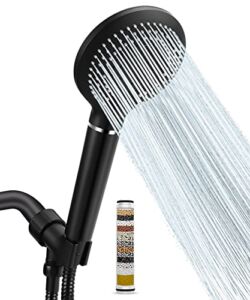 Shower Head with Filters, Accokids High Pressure Black Shower Heads with 60″ Stainless Steel Hose, 3 Spray Mode Handheld Rain Showerhead, with Shower Bracket Holder