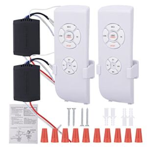 2 Pack Ceiling Fan Remote Control Kits, 3-in-1 3 Speed, Light and Timing Remote Control and Receiver Kits for Ceiling Fan Lamp