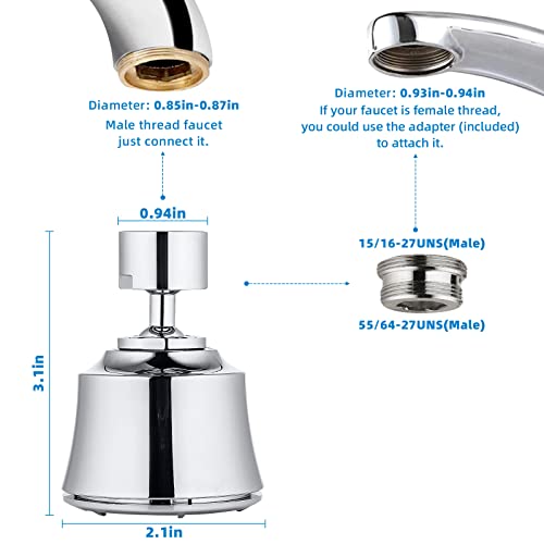 Faucet Sprayer Attachment for Kitchen Sink, 4 Spray Modes Sprayer Aerator, Swivel Faucet Head with the Adapter, 360 Kitchen Sink Head Replacement, Sink Sprayer Attachment for Faucet, Brushed Nickel | The Storepaperoomates Retail Market - Fast Affordable Shopping