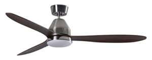 LUCCI AIR Whitehaven 56-inch 3-blade DC Smart WiFi Controlled Indoor/Outdoor Brushed Chrome and Dark Koa Blades Ceiling Fan with Light (21304501)