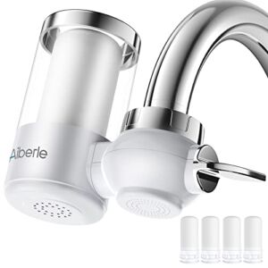 Aiberle Transparent Shell Faucet Water Filter with 5 Filter Elements, High Water Pressure Faucet Filter, Reduces Chlorine for Better Taste, Tap Water Filter Mount for Kitcken and Bathroom Sink