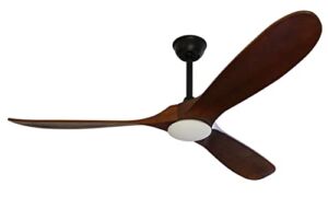 Goozegg 60 Inch Ceiling Fan with LED Lights Remote Control 3 Propeller Wood Blades DC Motor, Modern, Walnut Black