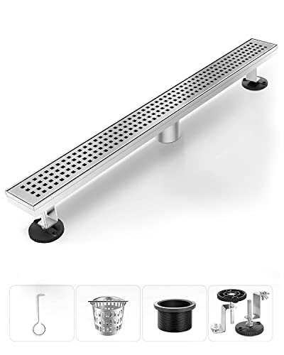 Shower Drain, HTOH Linear Shower Drain 24 Inch(Brushed Nickel),Modern 304 Stainless Steel Shower Floor Drain with Grate Removable, Adjustable Leveling Feet, Rectangular Shower Drain | The Storepaperoomates Retail Market - Fast Affordable Shopping