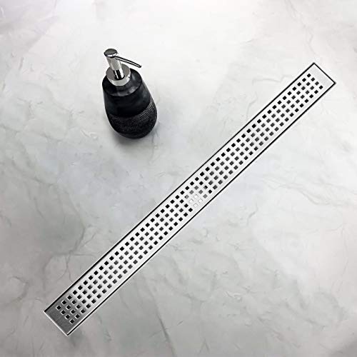 Shower Drain, HTOH Linear Shower Drain 24 Inch(Brushed Nickel),Modern 304 Stainless Steel Shower Floor Drain with Grate Removable, Adjustable Leveling Feet, Rectangular Shower Drain | The Storepaperoomates Retail Market - Fast Affordable Shopping