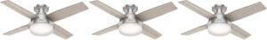 Hunter Fan Dempsey ‎50282 Indoor Low Profile Ceiling Fan with LED Light and Remote Control, 44 Inch (Тhrее Pаck)