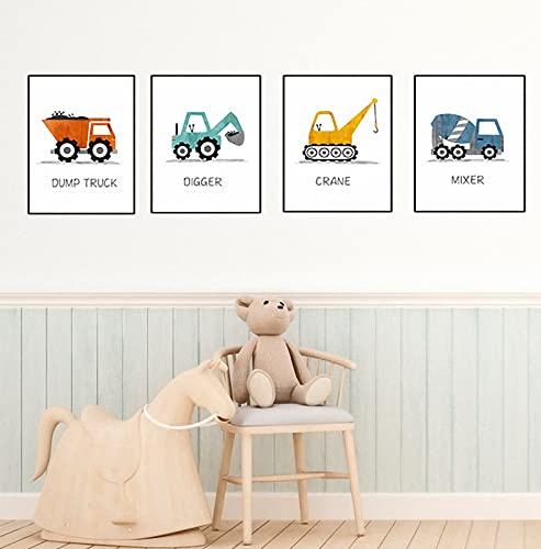 Construction Art Poster Set of 4 Boys Game Room Wall Art Cartoon Poster Construction Nursery Art Truck Construction Vehicle Wall Art Kids Room Decor Transportation Wall Art 12x16inch(30x40cm)No Frame | The Storepaperoomates Retail Market - Fast Affordable Shopping