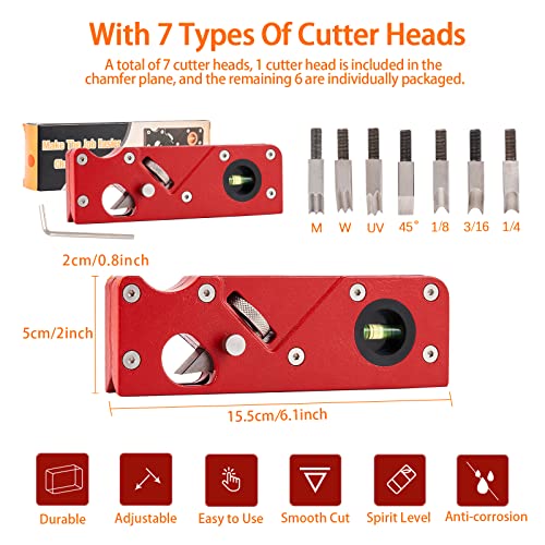 MiiMoo Chamfer Plane Hand Planer Woodworking Edge Corner Flattening Tool for Quick Edge Trimming and Chamfering with 7 Types of Cutter Heads | The Storepaperoomates Retail Market - Fast Affordable Shopping