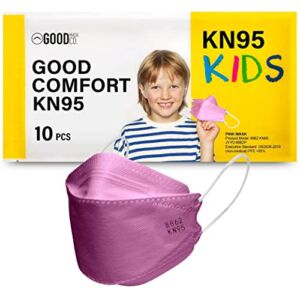 GOOD MASK CO. Good Comfort Kids KN95 Face Mask, Disposable KN95 Face Mask, Folding, Comfortable Face Masks, Bulk Face Masks (10 Pack of Masks, Pink)