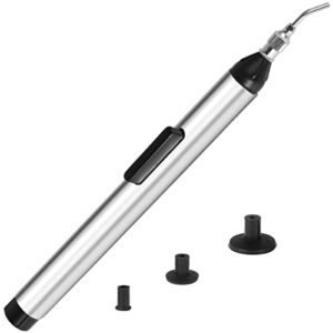 Vacuum Suction Pen Aluminum Alloy Vacuum Sucking Picker Hand-held Sucking Pickup Pen with 3 Suction Head for Precision Component Electronic Welding IC SMT Industry(3 suction cups)