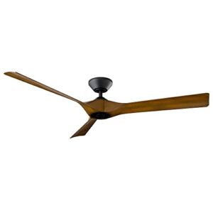 Torque Smart Indoor and Outdoor 3-Blade Ceiling Fan 58in Matte Black/Koa with Remote Control works with Alexa and iOS or Android App