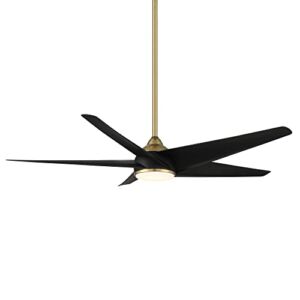 WAC Smart Fans Viper Indoor and Outdoor 5-Blade Ceiling Fan 60in Soft Brass Matte Black with 3000K LED Light Kit and Remote Control works with Alexa and iOS or Android App