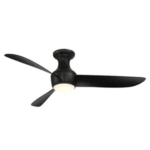 Corona Smart Indoor and Outdoor 3-Blade Flush Mount Ceiling Fan 52in Matte Black 3000K LED Light Kit and Remote Control works with Alexa, Google Assistant, Samsung Things, and iOS or Android App
