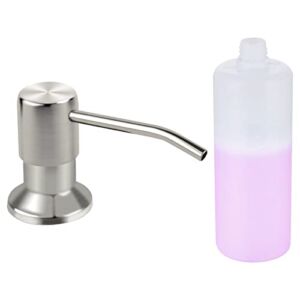 Soap Dispenser for Kitchen Sink, Brushed Nickel Built in Sink Soap Dispenser, Stainless Steel Kitchen Soap Pump Head with Bottle