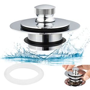 Artiwell Universal Lift and Turn Bath Drain Stopper and Cover, Bathtub Drain Stopper, Replaces lift and turn, Tip-Toe and Trip Lever drains for Tub, EZ Installation and Clearing (CHROME PLATED)