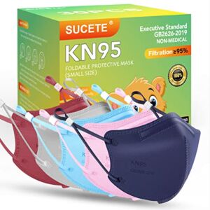 KN95 Face Mask forkids, 30 Packs Small Size Breathable Masks, 5-Layer Filter Over 95% Filtration Protection, Multi Color(Suitable for 3-12 Yearskid)