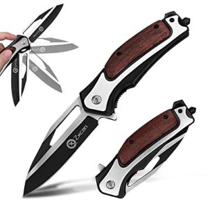 Pocket knife for Men, Zxcan Pocket Knife Powder Steel Stainless with LinerLock, Clip Folding knife, Tactical knife for EDC Camping Hiking Knife Gifts for Men Dad Husband