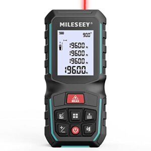 Laser Measure, MiLESEEY 196ft Laser Tape Measure with Angle Sensor, Record 50 Values, ±1/16 inch Accuracy, Robust Durable Handheld Laser Measurement Tool, Area, Volume, Pythagoras Ranging