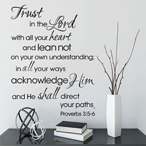 Runtoo Trust in The Lord Wall Decals [Extra Large] Bible Verse Inspirational Quotes Wall Stickers for Bedroom Living Room Family Lettering Wall Decor